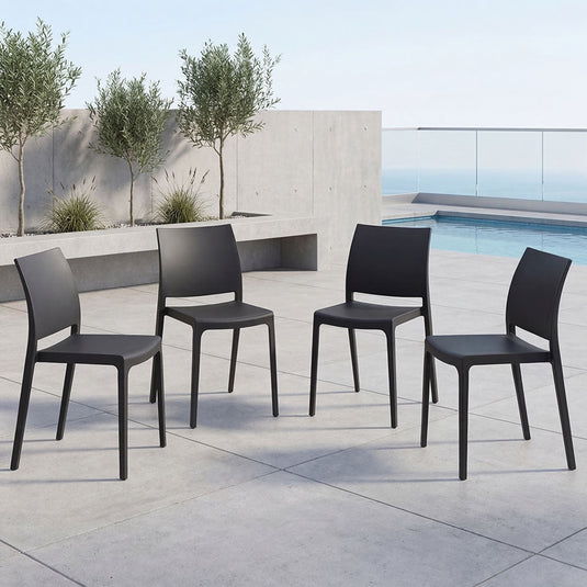 Set de 4 Sillas Soho, Negro, con Espaldar Cerrado y Diseño Minimalista