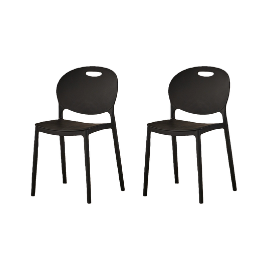 Set de 2 Sillas Queens, Negro, con Espaldar Redondo y Diseño Minimalista