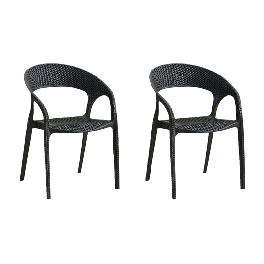 Set de 2 Sillas Axel, Negro, con Espaldar, Reposa Brazos y con Textura Trenzada