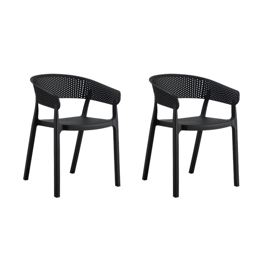 Set de 2 Sillas Manaos, Negro, con Espaldar Minimalista y Diseño Moderno