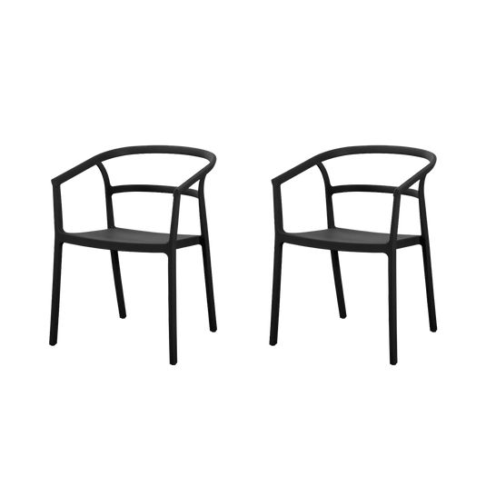 Set de 2 Sillas Porto, Negro, con Espaldar Minimalista y Diseño Moderno