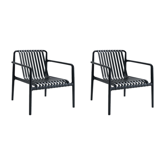 Set de 2 Sillas Lounge Parma, Negro, con Espaldar y Diseño Moderno