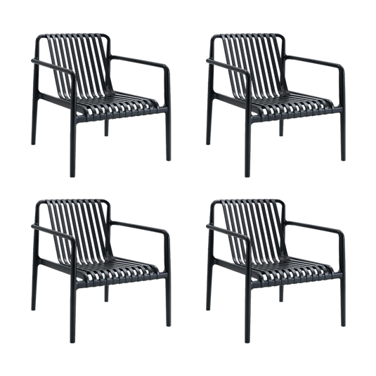 Set de 4 Sillas Lounge Parma, Negro, con Espaldar y Diseño Moderno