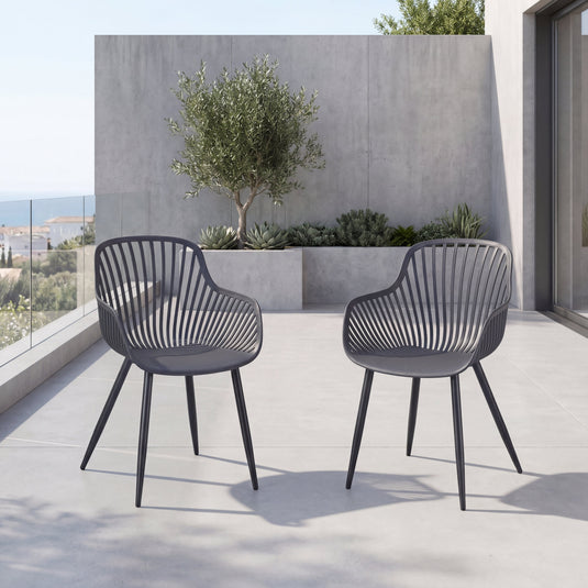 Set de 2 Sillas Victoria, Negro, con Espaldar Minimalista y Diseño Moderno