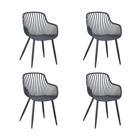 Set de 4 Sillas Victoria, Negro, con Espaldar Minimalista y Diseño Moderno