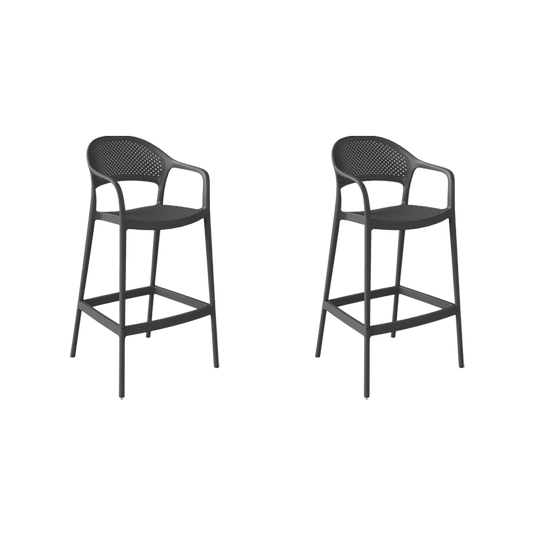 Set de 2 Sillas para Bar Curitiva, Negro, con Reposa Pies Doble Proposito