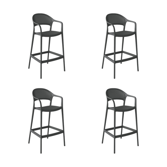 Set de 4 Sillas para Bar Curitiva, Negro, con Reposa Pies Doble Proposito