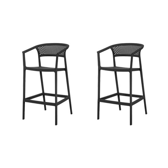 Set de 2 Sillas para Bar Salvador, Negro, con Reposa Pies Doble Proposito