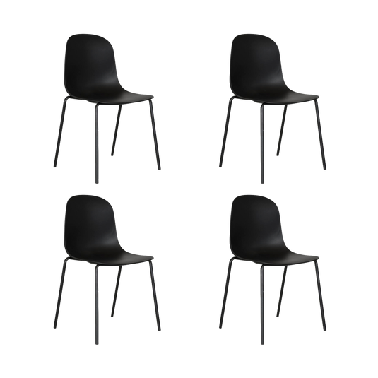 Set de 4 Sillas Aiara, Color Negro, Diseño Moderno