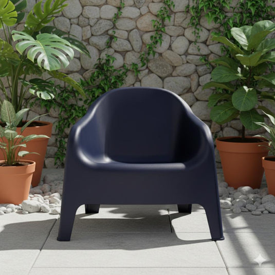 Silla Lounge Sun, Negro, cómoda para terraza o jardín X4