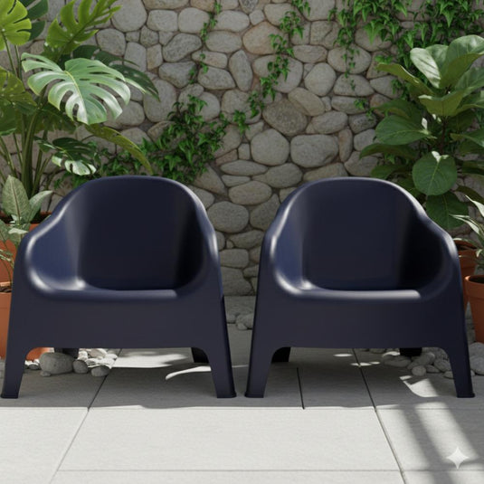 Silla Lounge Sun, Negro, cómoda para terraza o jardín X4