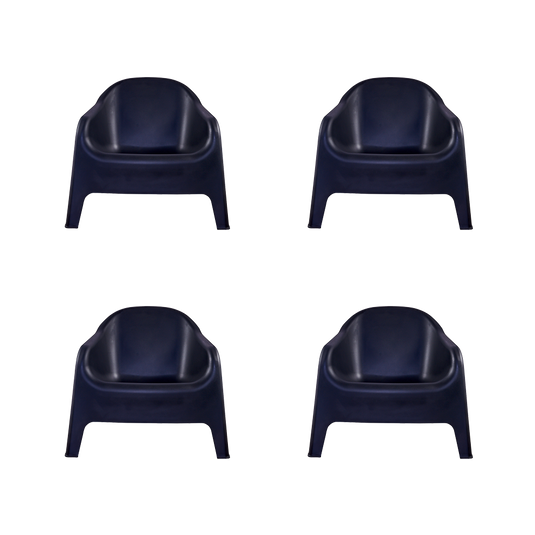 Silla Lounge Sun, Negro, cómoda para terraza o jardín X4
