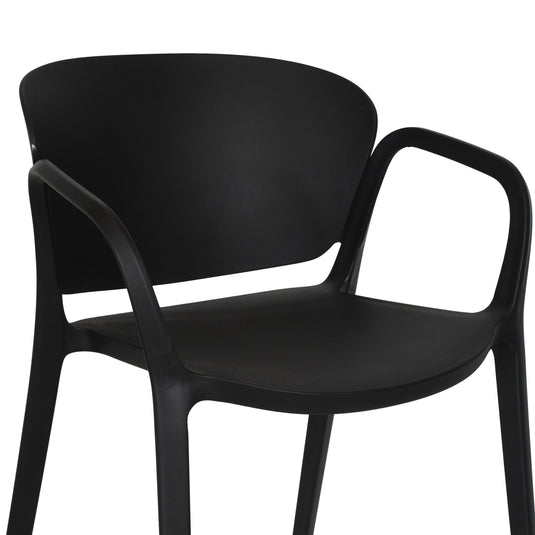 Silla con Brazos California, Negro, con Espaldar y Diseño Minimalista