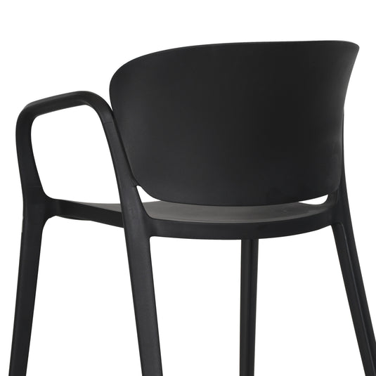 Silla con Brazos California, Negro, con Espaldar y Diseño Minimalista