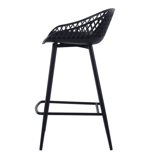 Set de 4 Sillas para Bar India, Color Negro, con Estructura Metálica