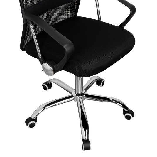 Silla Oficina X-50B, Negro, con Cómodo Espaldar y Rodachines