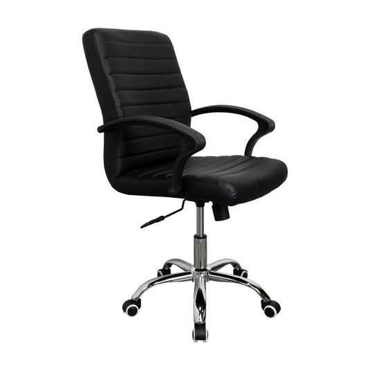 Silla Oficina X-59B, Negro, con Cómodo Espaldar y Rodachines