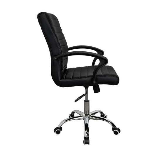 Silla Oficina X-59B, Negro, con Cómodo Espaldar y Rodachines