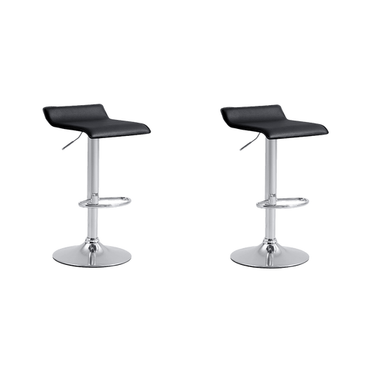 Kit de Dos Sillas Bar Recifes, Negro, Base Metal Cromado, Diseño Moderno