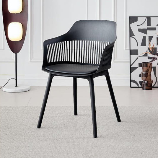 Silla con Cojín Max, Color Negro, con Espaldar en Rejilla