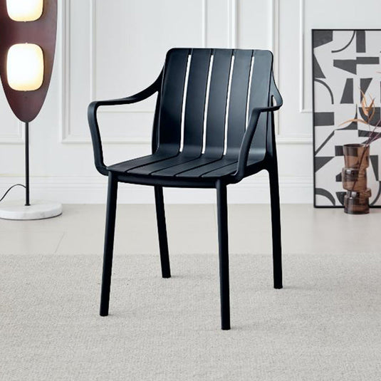 Silla Alice con Brazos, Color Negro, con Espaldar y Diseño Minimalista