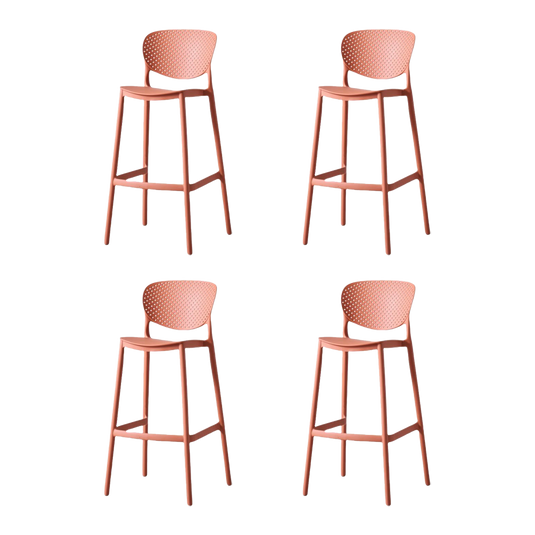 Set de 4 Sillas para Bar Río, Color Terracota, Diseño Moderno