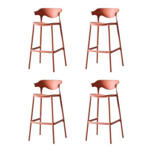 Set de 4 Sillas para Bar Elena, Color Terracota, Diseño Moderno