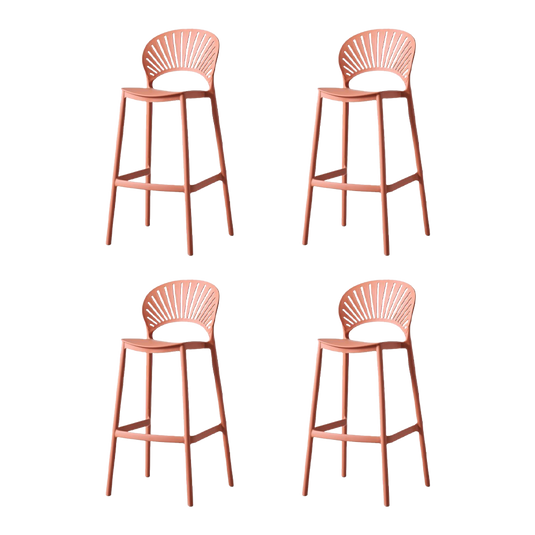 Set de 4 Sillas para Bar Paraíso, Color Terracota, Diseño Moderno