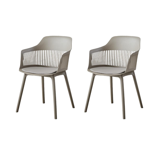 Set de 2 Sillas con Cojín Max, Color Taupe, con Espaldar en Rejilla