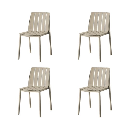 Set de 4 Sillas Alice, Taupe, con Espaldar y Diseño Minimalista