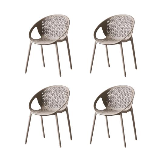 Set de 4 Sillas Selva con Brazos, Color Taupe, con Espaldar