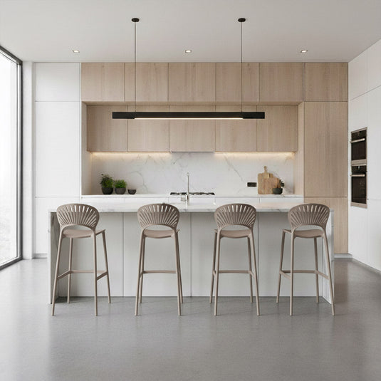 Silla para Bar Paraiso, Color Taupe, Diseño moderno X2