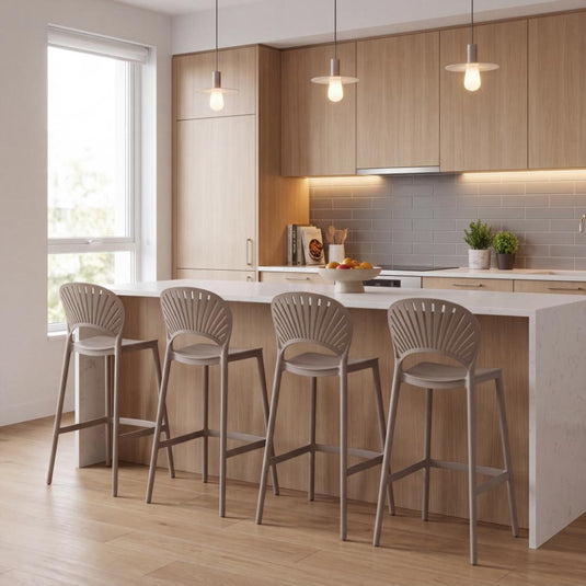 Set de 4 Sillas para Bar Paraíso, Color Taupe, Diseño Moderno