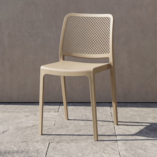 Silla Manhattan, Taupe, con Espaldar en Rejilla y Diseño Minimalista