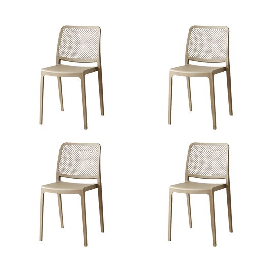 Set de 4 Sillas Manhattan, Taupe, con Espaldar en Rejilla y Diseño Minimalista