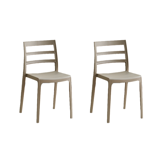 Set de 2 Sillas New York, Taupe, con Espaldar en Líneas y Diseño Minimalista