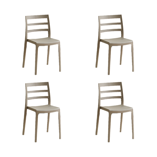 Set de 4 Sillas New York, Taupe, con Espaldar en Líneas y Diseño Minimalista