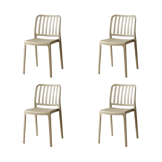 Set de 4 Sillas Brooklyn, Taupe, con Espaldar en Rayas y Diseño Minimalista