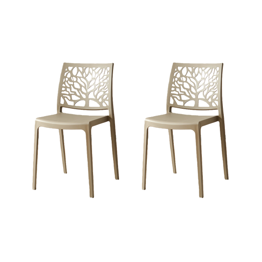 Set de 2 Sillas Harlem, Taupe, con Espaldar en Forma de Árbol y Diseño Minimalista