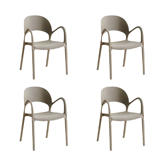 Set de 4 Sillas Bremen, Taupe, con Espaldar, Reposa Brazos y Diseño Minimalista
