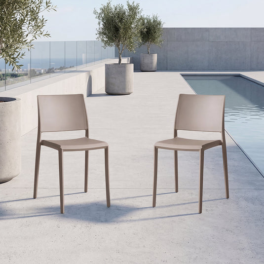 Silla Toledo, Color Taupe, Con espaldar liso y cuadrado, diseño moderno X2