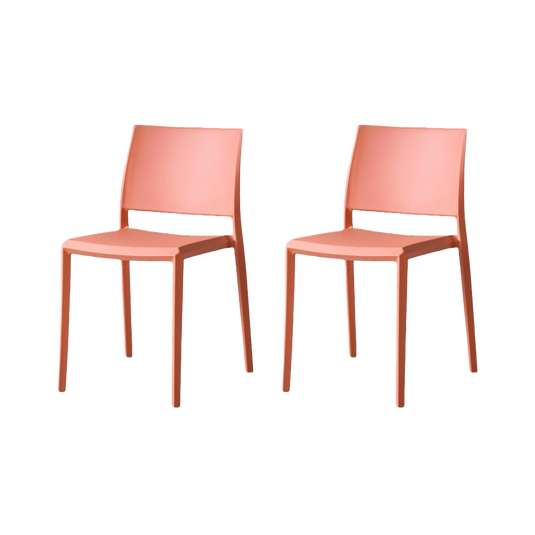 Set de 2 Sillas Toledo, Color Terracota, con Espaldar Liso y Cuadrado, Diseño Moderno
