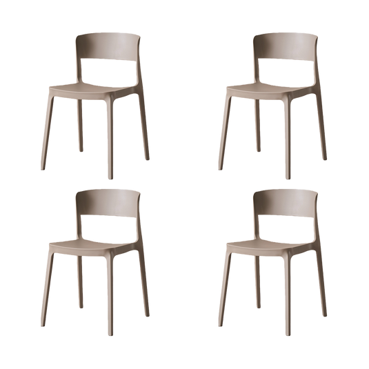 Set de 4 Sillas Mónaco, Color Taupe, con Espaldar y Diseño Moderno