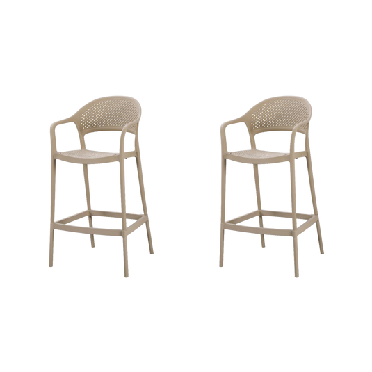 Set de 2 Sillas para Bar Curitiva, Taupe, con Reposa Pies Doble Proposito