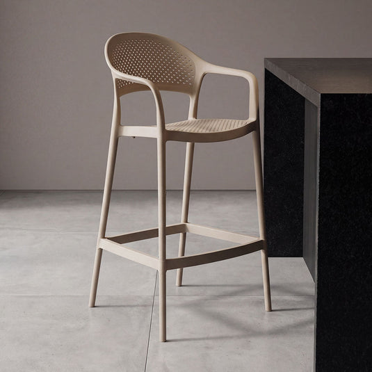 Set de 2 Sillas para Bar Curitiva, Taupe, con Reposa Pies Doble Proposito