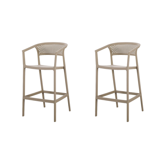 Set de 2 Sillas para Bar Salvador, Taupe, con Reposa Pies Doble Proposito