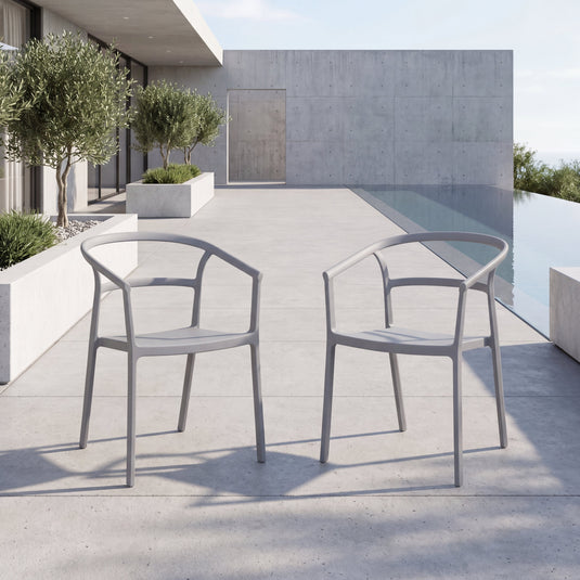 Set de 2 Sillas Porto, Gris, con Espaldar Minimalista y Diseño Moderno