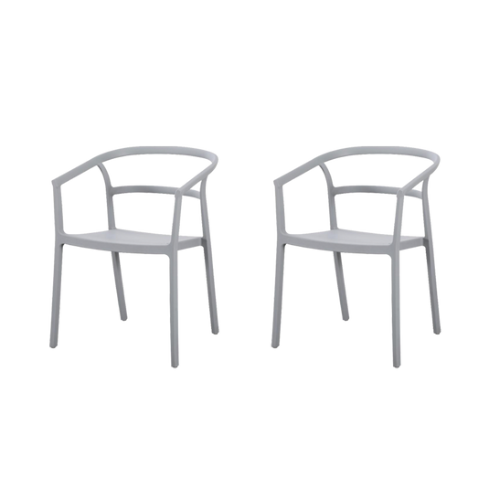 Set de 2 Sillas Porto, Gris, con Espaldar Minimalista y Diseño Moderno