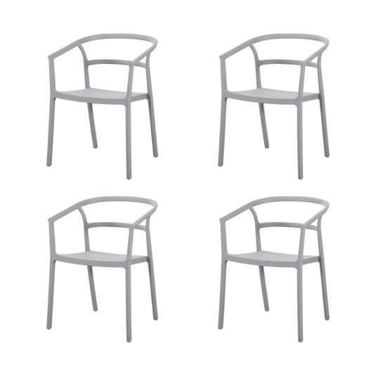 Set de 4 Sillas Porto, Gris, con Espaldar Minimalista y Diseño Moderno