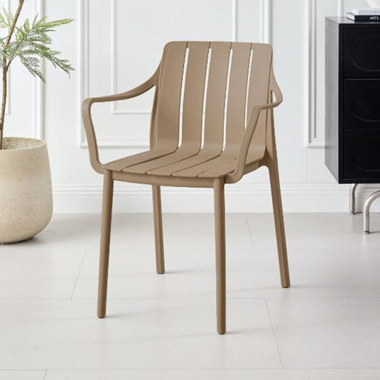 Silla Alice Con Brazos, Color Taupe, Con espaldar y diseño minimalista